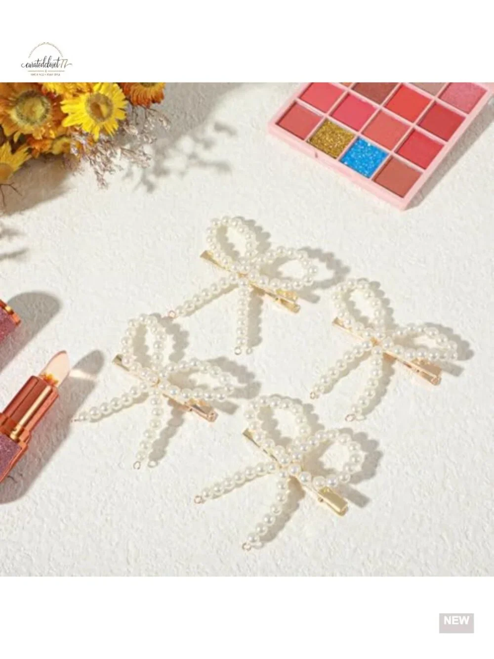 Elegant Pearl Hair Clips Set - 4pc Wedding Party Hair Bows